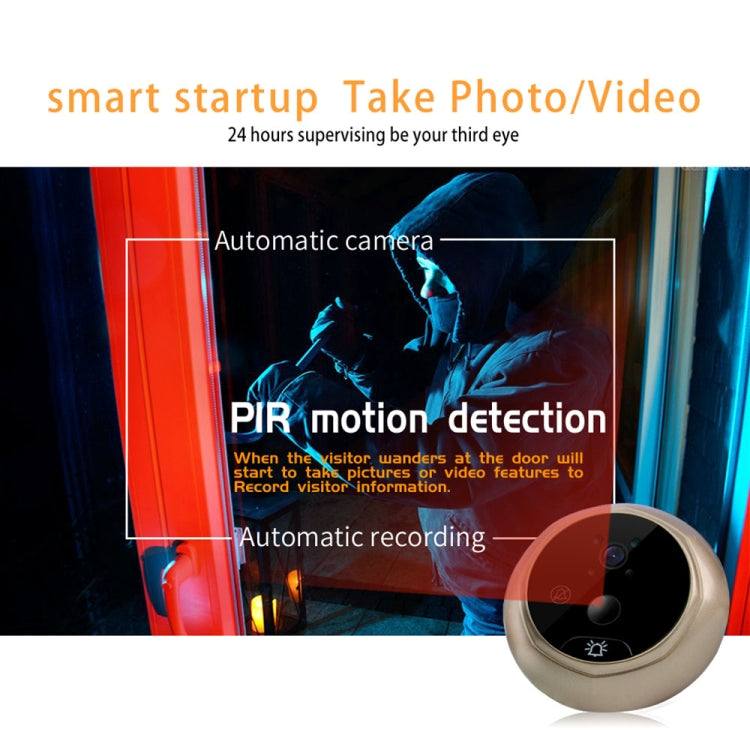 Danmini Q8 2.4 inch Color Screen 1.0MP Security Camera No Disturb Peephole Viewer, Support TF Card (32GB Max) / Night Vision / PIR Motion Detection(Gold), Q8 Danmini Q8 2.4 inch Color Screen 1.0MP Security Camera No Disturb Peephole Viewer, Support TF Card (32GB Max) / Night Vision / PIR Motion Detection(Gold), Q8